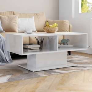 Quenti High Gloss Coffee Table With Shelves In White