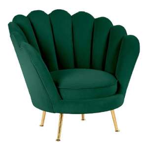 Quilla Velvet Tub Chair In Green With Gold Metal Legs