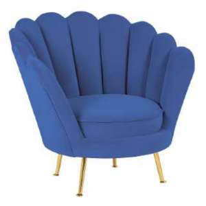 Quilla Velvet Tub Chair In Royal Blue With Gold Metal Legs