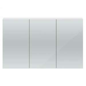 Quincy 135cm Mirrored Cabinet In Gloss White With 3 Doors