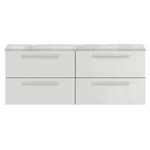 Quincy 144cm Wall Vanity With Grey Worktop In Gloss Grey Mist