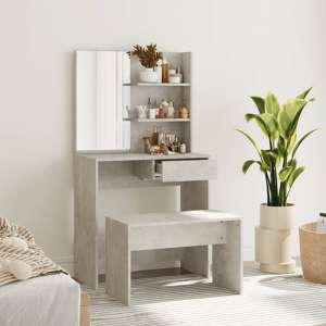 Quito Wooden Dressing Table Set In Concrete Effect