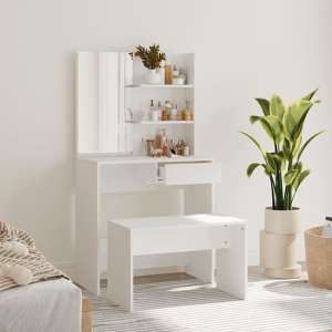 Quito Wooden Dressing Table Set In White
