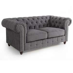 Quorn Chesterfield Fabric 2 Seater Sofa Bed In Grey