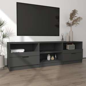 Qusay Wooden TV Stand With 2 Drawers In Black