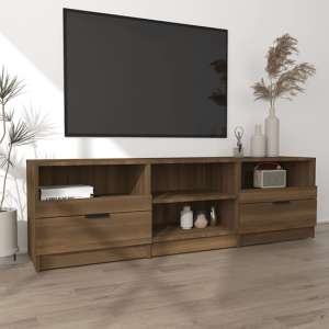 Qusay Wooden TV Stand With 2 Drawers In Brown Oak