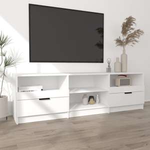 Qusay Wooden TV Stand With 2 Drawers In White