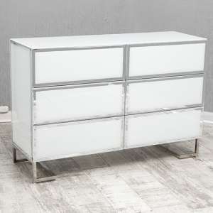 Qwin Glass Chest Of 6 Drawers In White