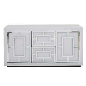 Qwin White Glass Sideboard With 2 Doors And 2 Drawers