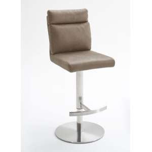 Rabea Fabric Bar Stool In Sand With Stainless Steel Base