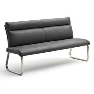 Rabea Fabric Large Dining Bench In Grey With Steel Frame