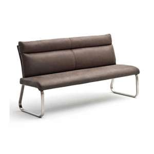 Rabea Fabric Small Dining Bench In Brown With Steel Frame