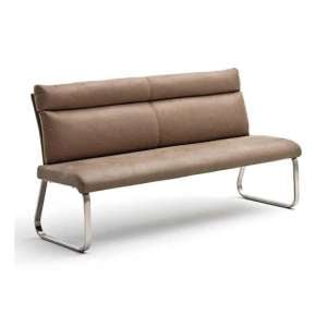 Rabea Fabric Small Dining Bench In Sand With Steel Frame