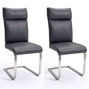 Rabea Grey Fabric Dining Chair In A Pair