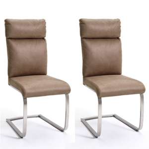 Rabea Sand Fabric Dining Chair In A Pair