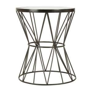 Mekbuda Round White Marble Top Side Table With Corset Frame