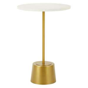 Mekbuda Round Marble Top Side Table With Gold Base
