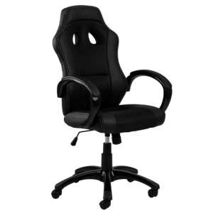 Race Faux Leather Home And Office Gaming Chair In Black