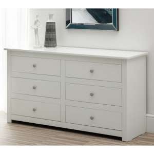 Raddix Wide Chest Of Drawers In Surf White With 6 Drawers