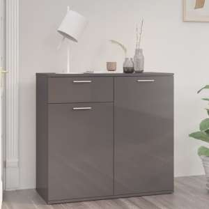 Ragni High Gloss Sideboard With 2 Doors 1 Drawer In Grey