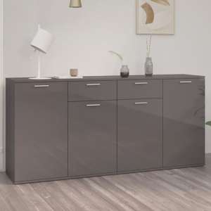 Ragni High Gloss Sideboard With 4 Doors 2 Drawers In Grey