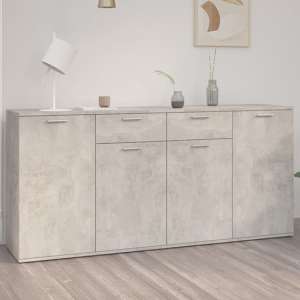 Ragni Wooden Sideboard With 4 Doors 2 Drawer In Concrete Effect