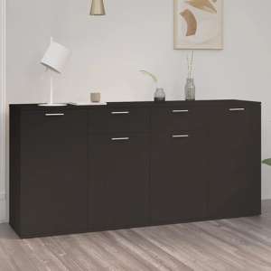 Ragni Wooden Sideboard With 4 Doors 2 Drawers In Black