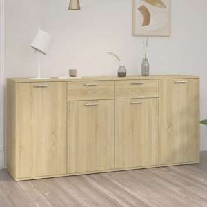 Ragni Wooden Sideboard With 4 Doors 2 Drawers In Sonoma Oak