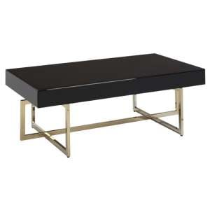 Meleph Wooden Coffee Table In High Gloss Black And Gold  