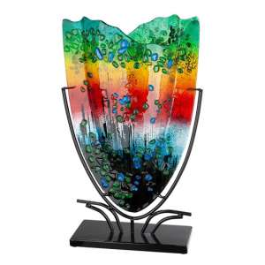 Rainbow Dots Glass Tall Decorative Vase In Multicolor