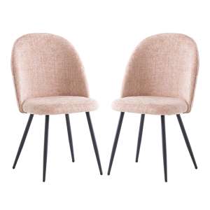 Raisa Flamingo Fabric Dining Chairs With Black Legs In Pair