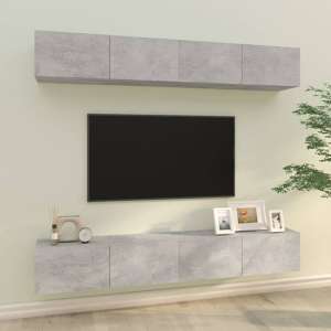 Raivo Wall Hung Wooden Entertainment Unit In Concrete Effect