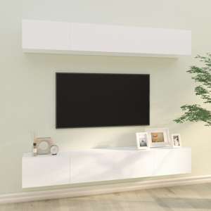 Raivo Wall Hung Wooden Entertainment Unit In White