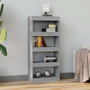 Raivos Wooden Bookshelf And Room Divider In Grey Sonoma Oak