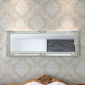 Ramiro Large Baroque Style Wooden Wall Mirror In Silver