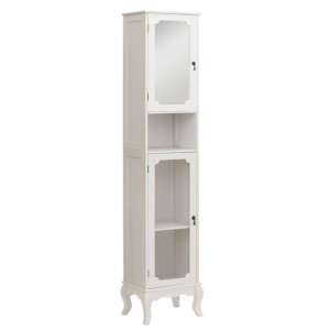 Ramona Wooden Floor Standing Tall Bathroom Cabinet In Ivory