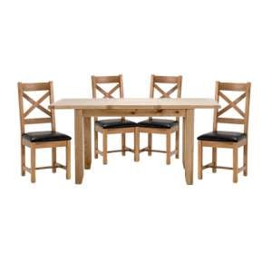 Ramore Extending Dining Set In Natural With 4 Cross Back Chairs