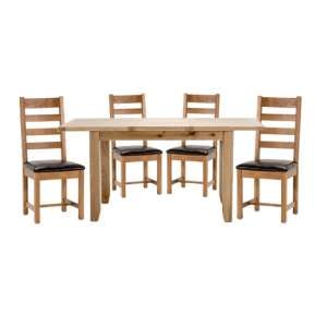 Ramore Extending Dining Set In Natural With 4 Ladder Back Chairs