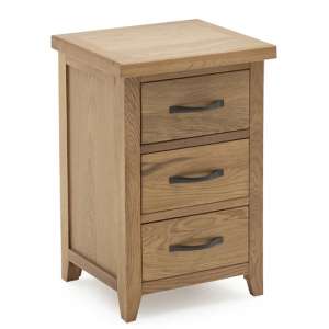 Ramore Wooden Bedside Table In Natural With 3 Drawers