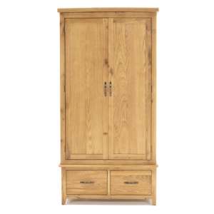 Ramore Wooden Wardrobe In Natural With 2 Doors 2 Drawers