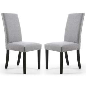 Rabat Silver Grey Linen Dining Chairs And Black Legs In Pair