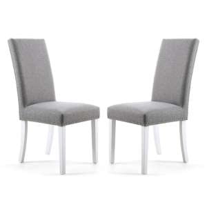 Rabat Silver Grey Linen Dining Chairs And White Legs In Pair
