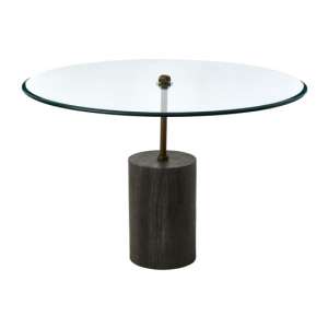 Menkent Round Clear Glass Side Table With Black Marble Base