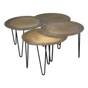 Menkent Set Of 4 Coffee Tables In Brass    