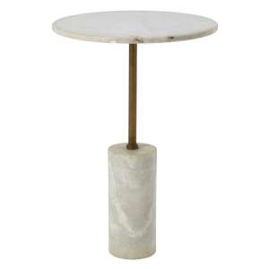 Menkent Small Marble Top Side Table In White    
