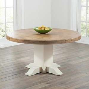 Rapeto Round 150cm Wooden Dining Table In Oak And Cream