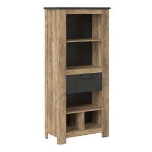 Rapilla 1 Drawer Bookcase In Chestnut And Matera Grey