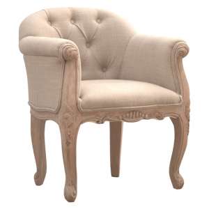 Rarer Fabric French Style Deep Button Accent Chair In Sunbleach