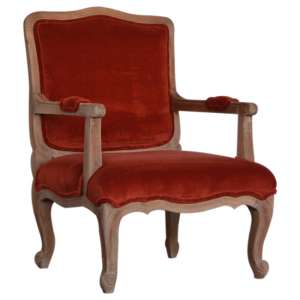 Rarer Velvet French Style Accent Chair In Rust And Sunbleach