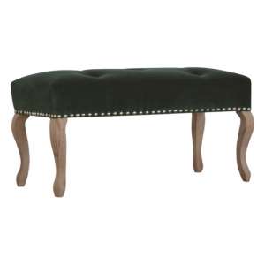 Rarer Velvet French Style Hallway Bench In Green And Sunbleach